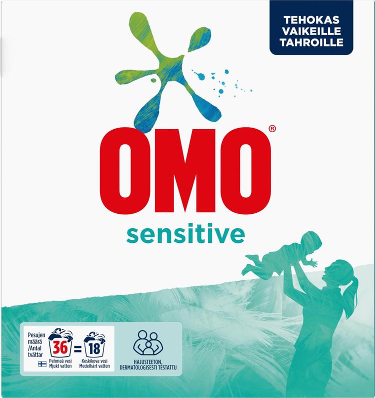 Omo Sensitive Pyykinpesuaine Hajusteeton 1.26 kg 36 pesua