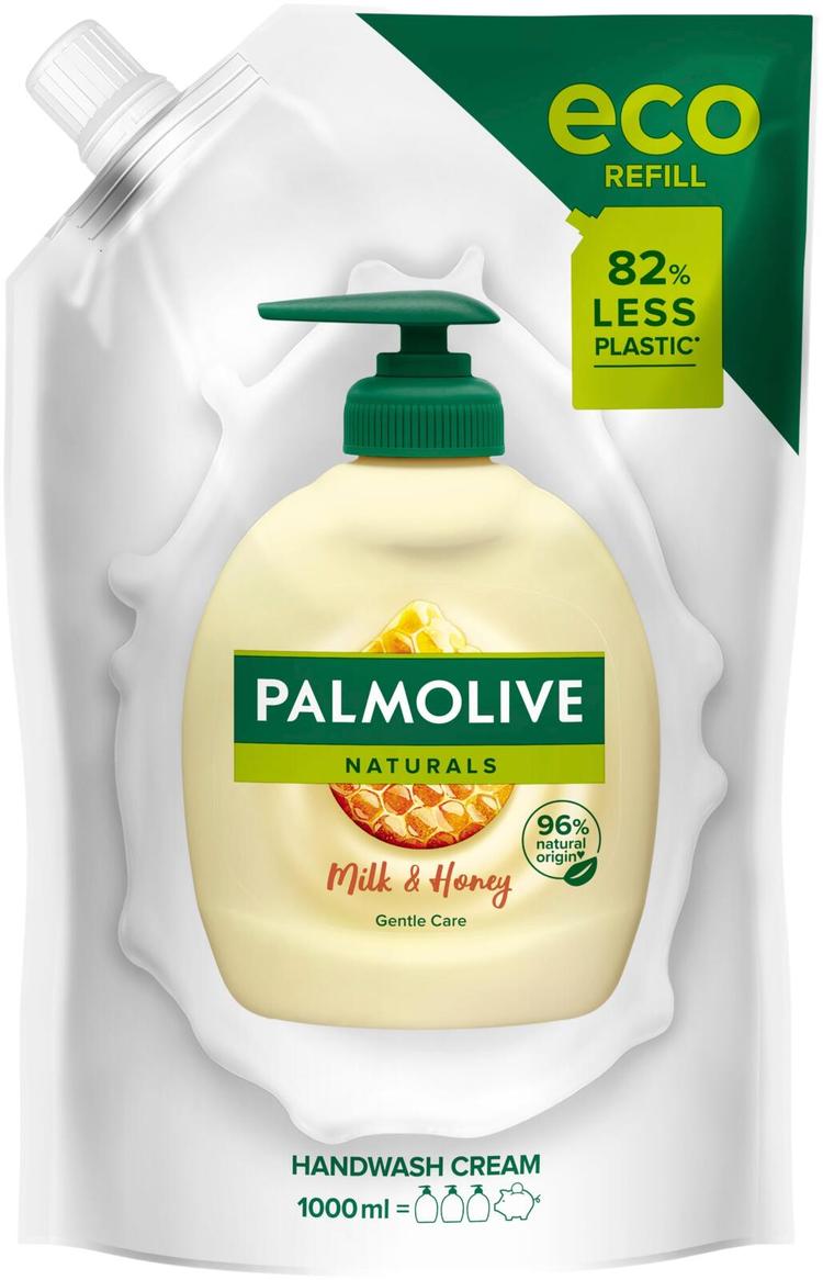 Palmolive Naturals Milk & Honey nestesaippua täyttöpussi 1000ml