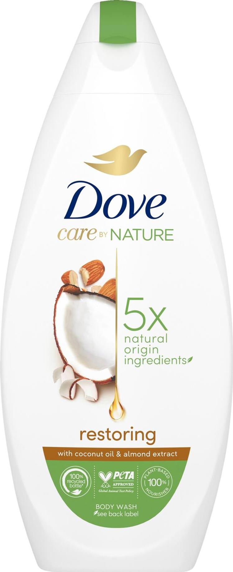 Dove Care By Nature Restoring Ritual Suihkusaippua hellä iholle pehmentää ihoa välittömästi ja ravitsee pitkäkestoisesti 225 ml