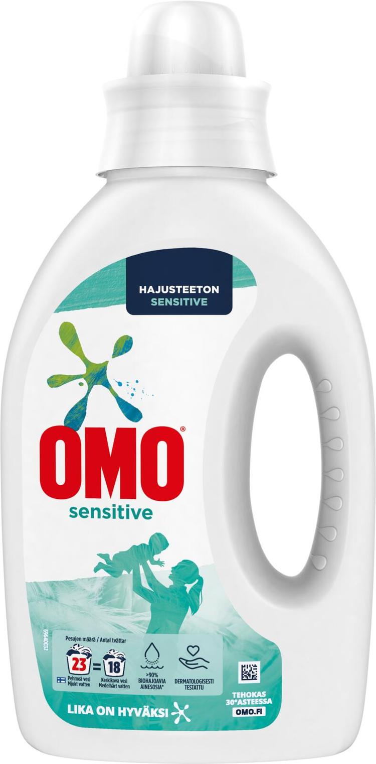 Omo Sensitive Nestemäinen pyykinpesuaine Hajusteeton 920 ml 23 pesua