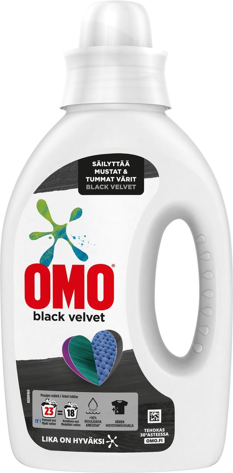 Omo Black Velvet Nestemäinen pyykinpesuaine Tummille vaatteille 920 ml 23 pesua