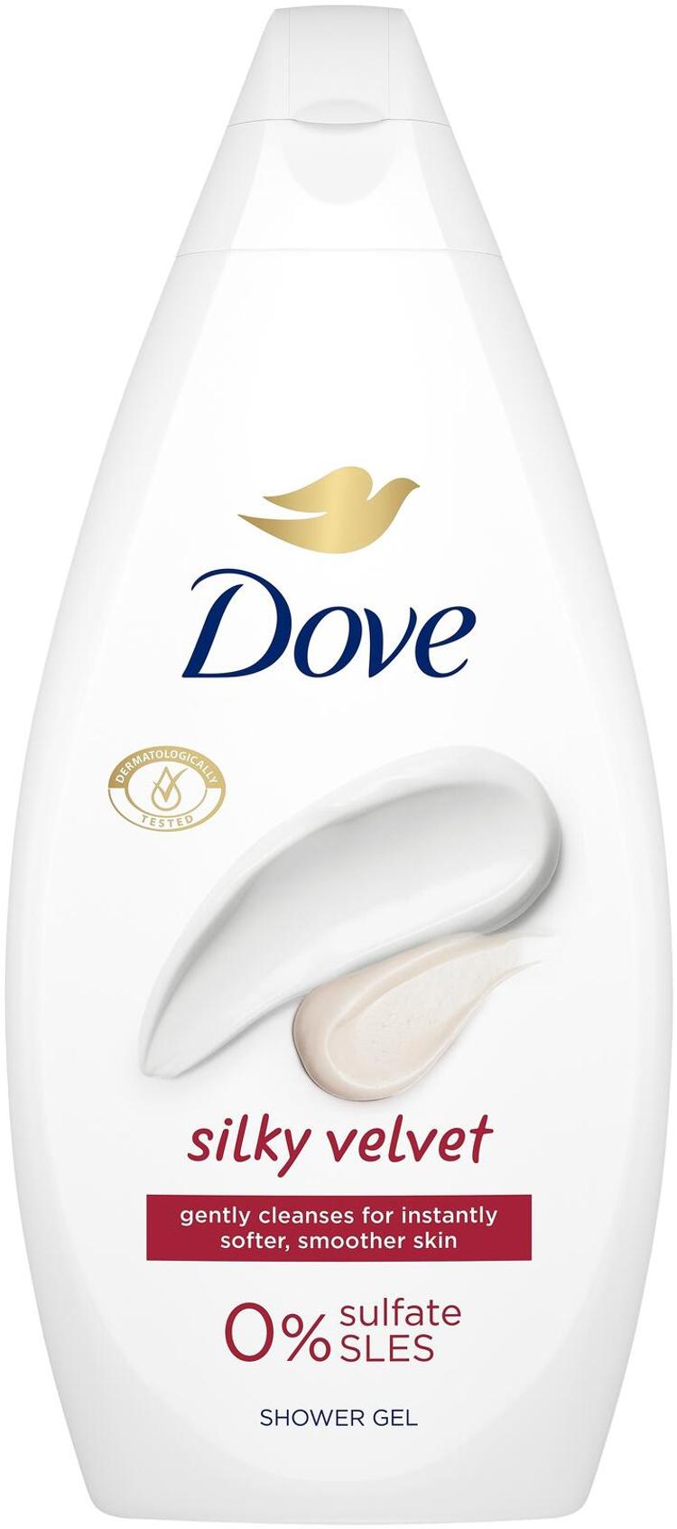 Dove  Silky Velvet Suihkusaippua  0% SLES-sulfaatteja   450 ML