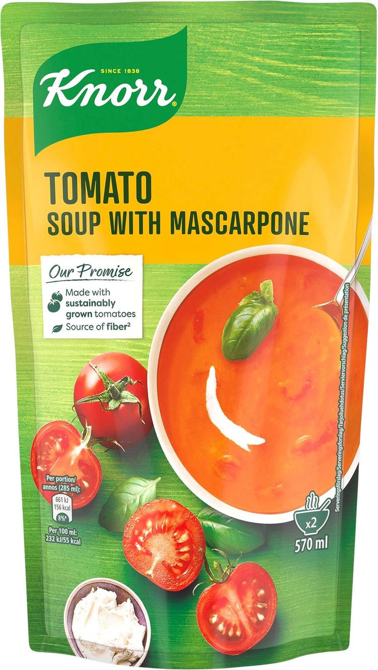 Knorr Tomaattikeitto mascarpone-juustolla ja aurinkokuivatuilla tomaateilla 570 ml