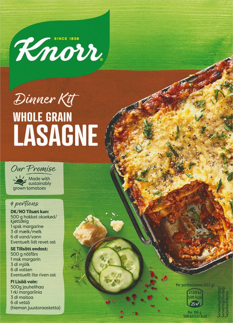 Knorr Täysjyvä Lasagne Ateria-aines 265 g 3–4 annosta