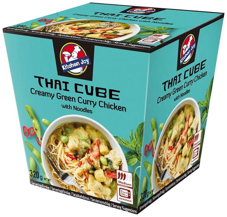 320g Kitchen Joy Thai-Cube Creamy Green Curry -kanaa ja nuudeleita, pakaste