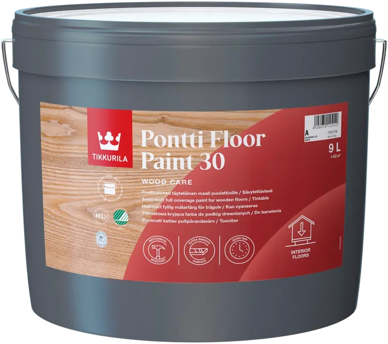 Tikkurila puulattiamaali Pontti Floor Paint 30 9l A valkoinen sävytettävissä