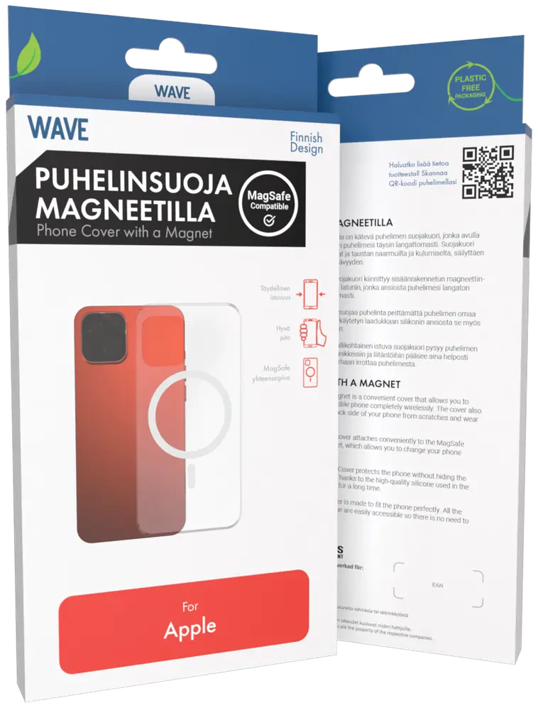 Wave MagSafe -yhteensopiva Puhelinsuoja, Apple iPhone 12 Pro / Apple iPhone 12, Kirkas