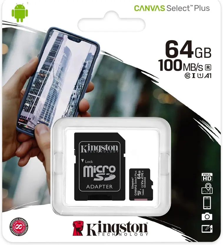 Kingston muistikortti 64GB microsdhc canvas select plus 100r