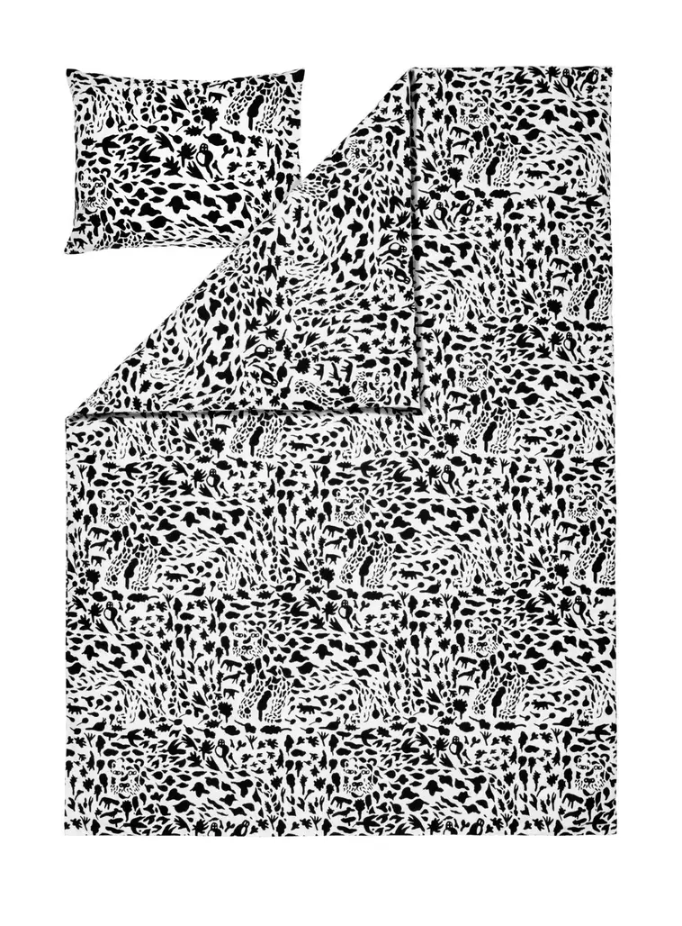 Iittala Oiva Toikka Collection pussilakanasetti 150x210 gepardi mustavalkoinen, materiaali 100% perkaalipuuvilla. - 1