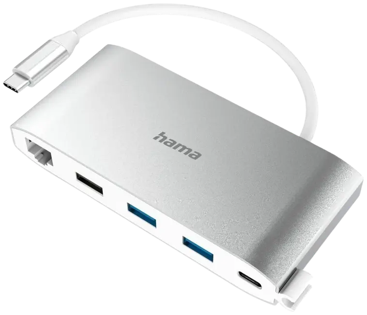 Hama USB-C -hubi, 8-porttinen, 3 x USB-A, 2 x USB-C, VGA, HDMI™, LAN, USB 3.2 Gen 1, 0,15 m