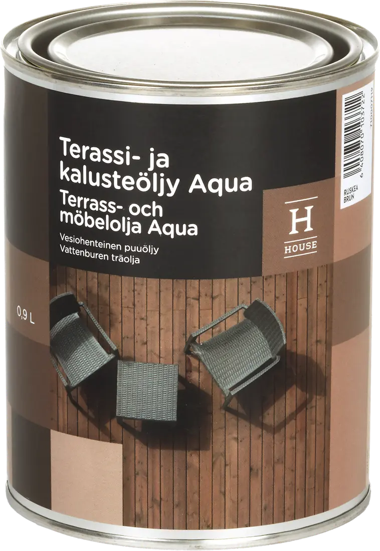 House terassi- ja kalusteöljy Aqua 0,9l ruskea ulkokäyttöön | Prisma  verkkokauppa