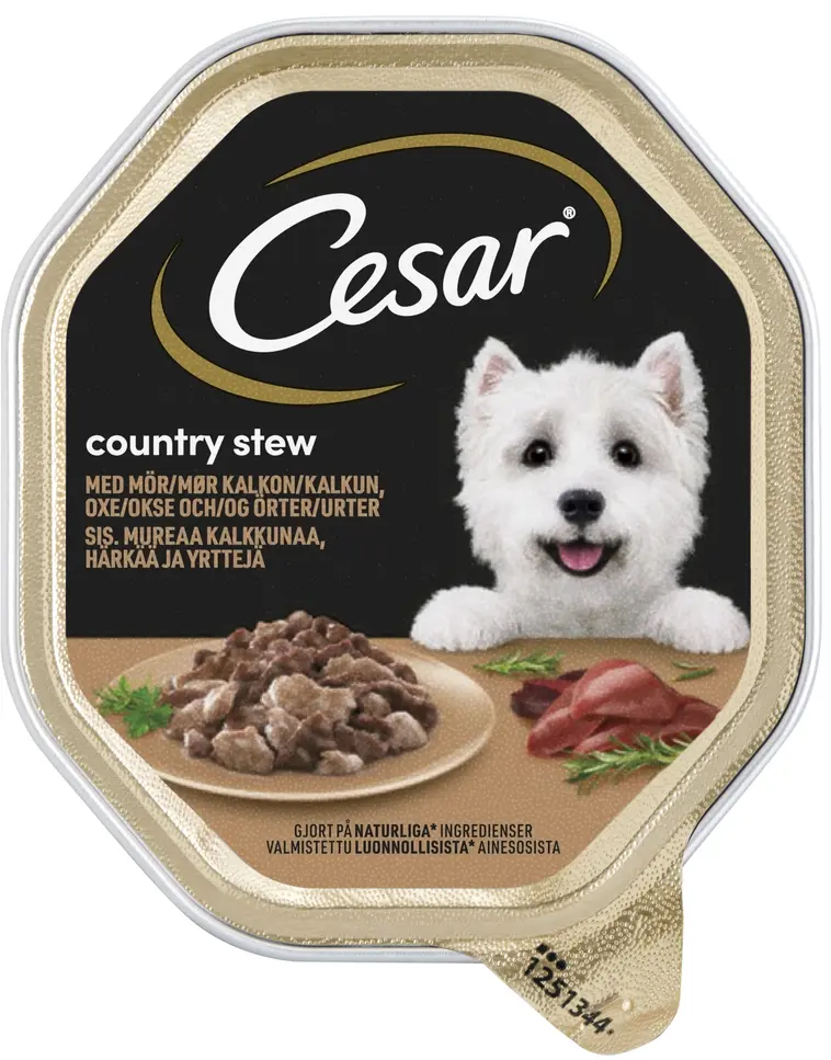 Cesar Country Stew sis. Kalkkunaa ja Härkää kastikkeessa - Koiran märkäruoka annosrasiassa - (150 g)