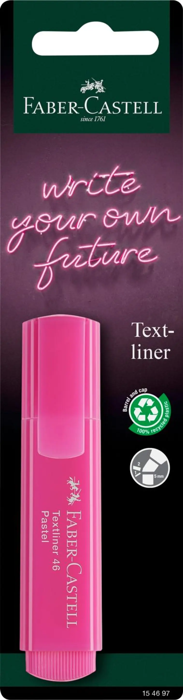 Korostuskynä Faber-Castell 46 pastelli pinkki,turkoosi,vaalean vihreä - 3