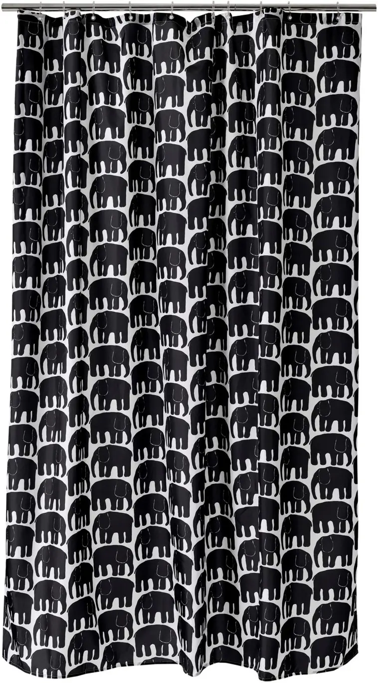 Finlayson suihkuverho Elefantti 180x200 mustavalkoinen | Prisma verkkokauppa