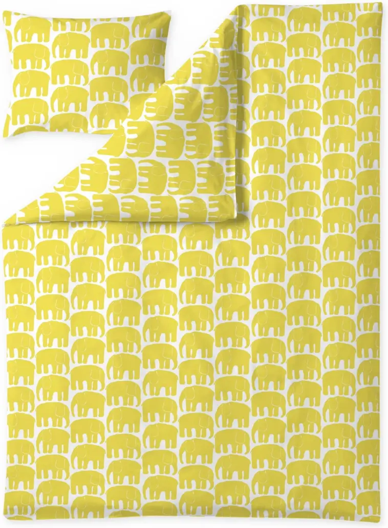 Finlayson Elefantti pussilakanasetti keltainen 150x210+50X60cm