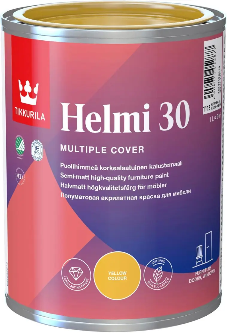 Tikkurila Helmi 30 kalustemaali 1l keltainen puolihimmeä