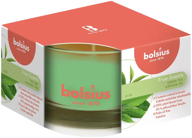 Bolsius Aromatic Fragranced candle Glass 50/80 True Scent Green Tea