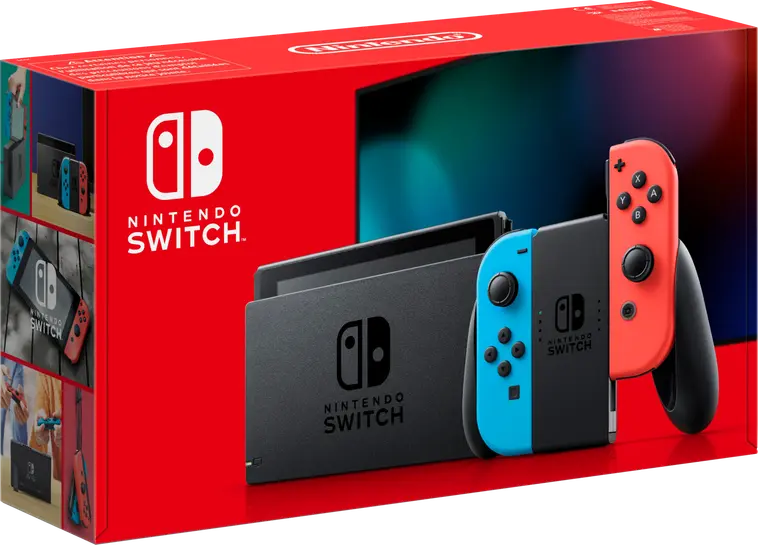 Nintendo Switch -konsoli sini/puna Joy-Con-ohjaimilla
