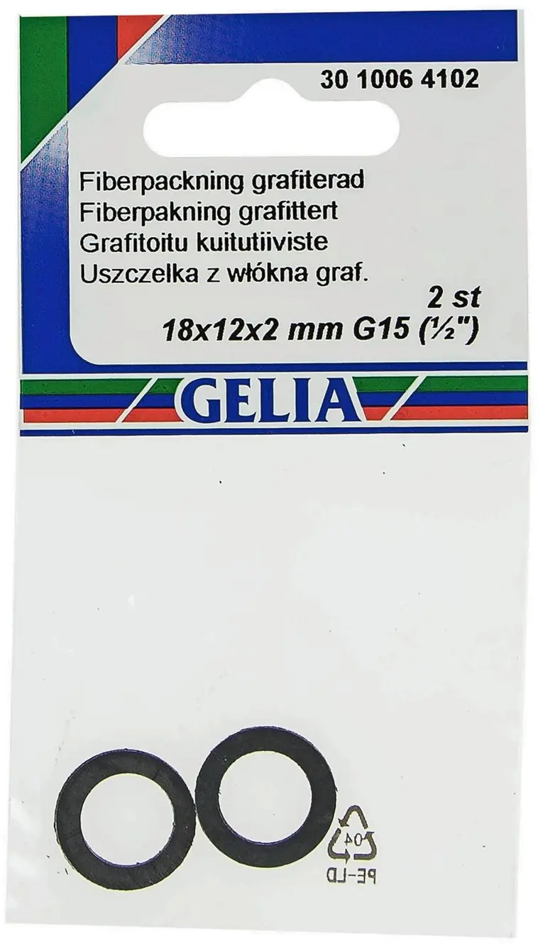 Gelia kuitutiiviste DN15 18x12x2mm 2kpl