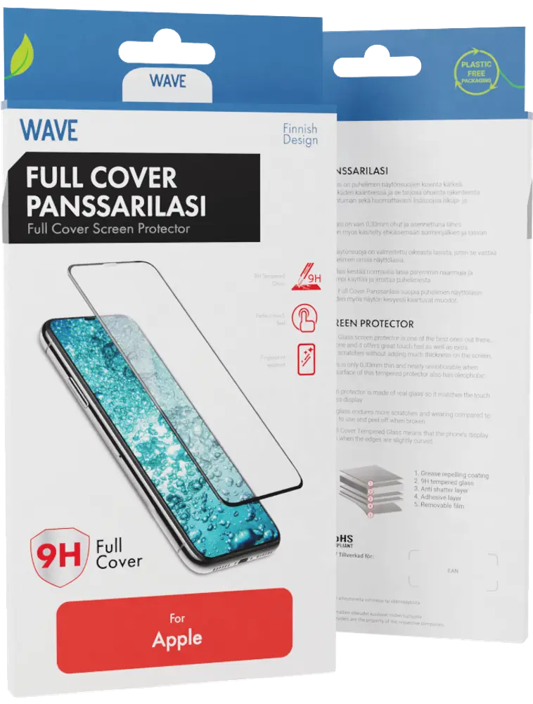 Wave Full Cover Panssarilasi, Apple iPhone 14 Pro, Musta Kehys