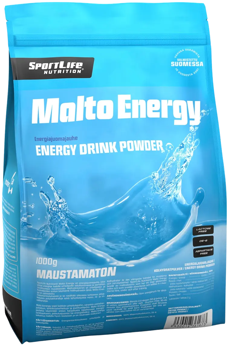 SportLife Nutrition Malto Energy 1000g maustamaton energiajuomajauhe