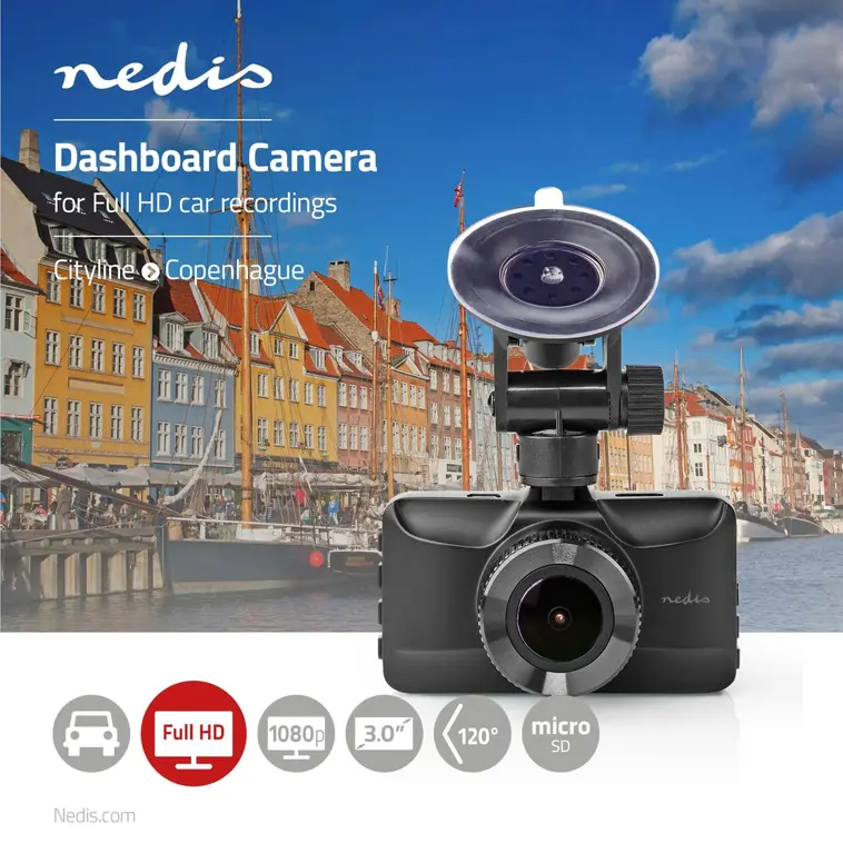 Nedis Autokamera DCAM15BK 1080p@30fps 12.0 MPixel 3.0 " LCD Musta/Punainen - 11