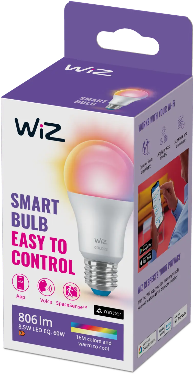 WiZ älylamppu E27 A60 8.5W Color Wi-Fi