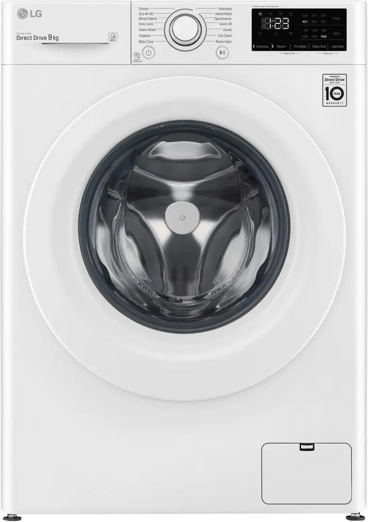 LG edestä täytettävä pyykinpesukone F4WP309N0W 9KG, valkoinen