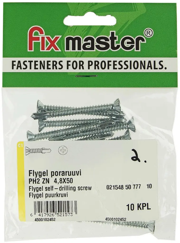 Fix Master Flygel poraruuvi PH2 4,8X50 sinkitty 10kpl