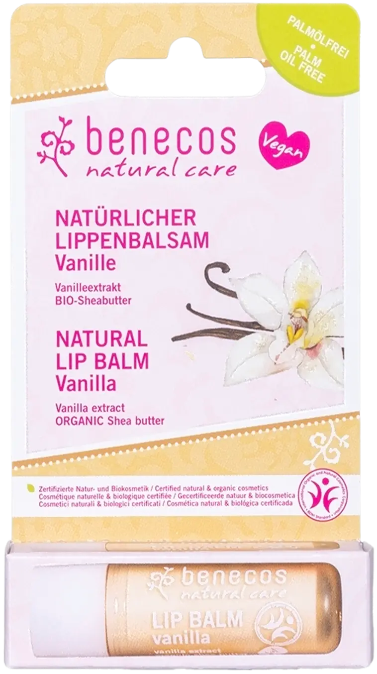 benecos luonnollinen huulivoide vanilja pahvipakkaus 4,8g