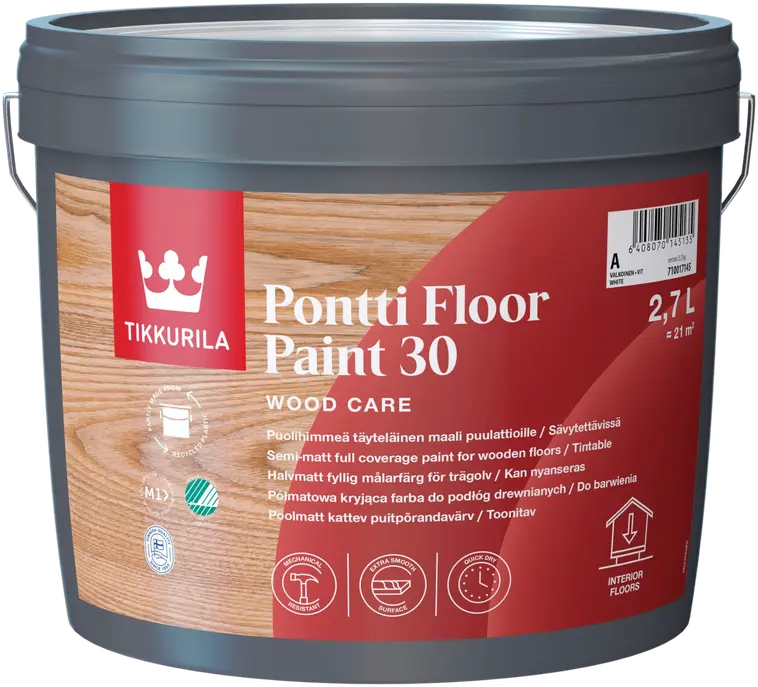 Tikkurila puulattiamaali Pontti Floor Paint 30 2,7l C sävytettävä