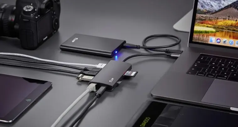 LMP USB-C mini Dock HDMI 3x USB 3.0 Ethernet SD/MicroSD USB-C charging Harmaa - 3