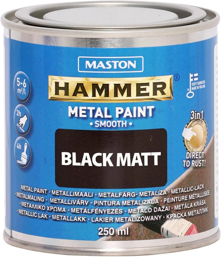 Maston Hammer Sileä Matta metallimaali musta 250ml