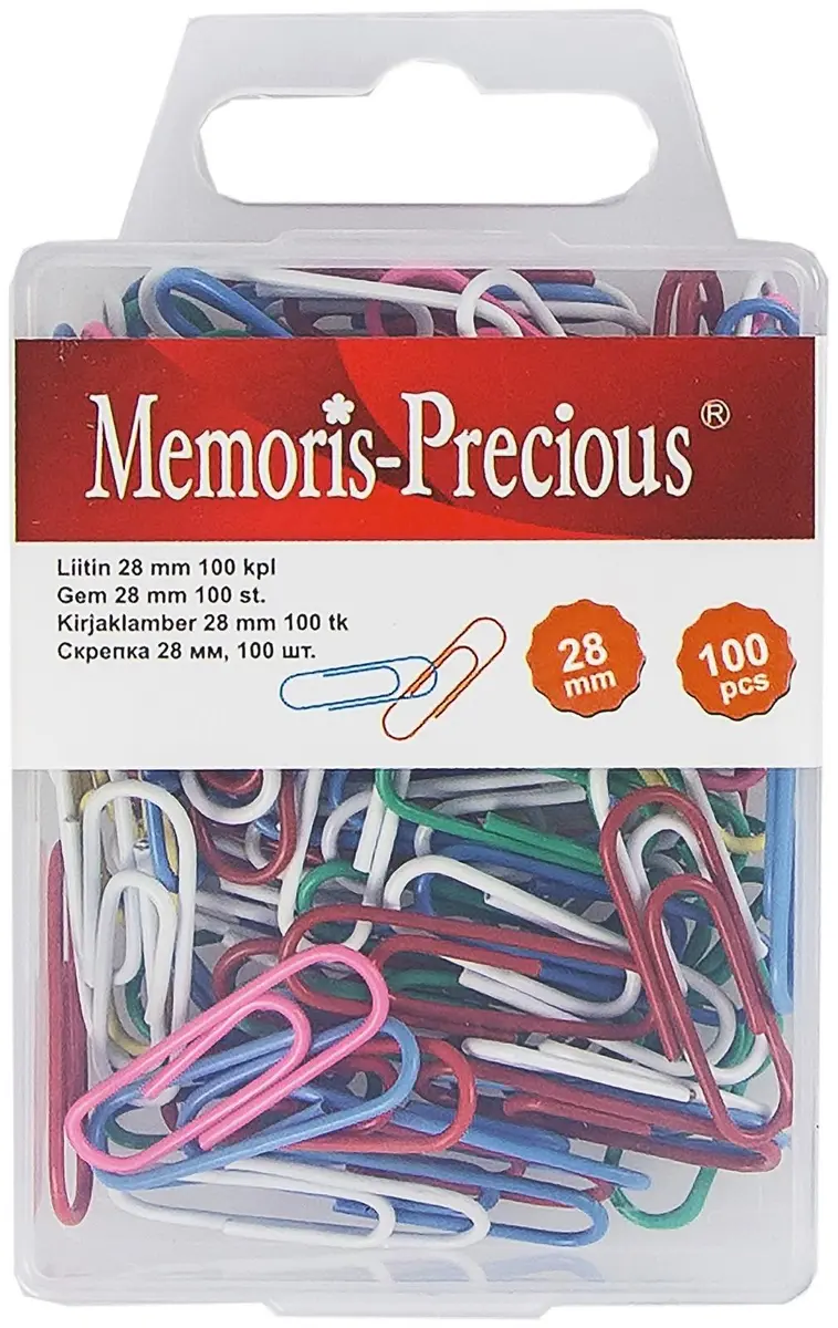 Memoris Precious paperiliitin 28mm värillinen 100kpl | Prisma verkkokauppa