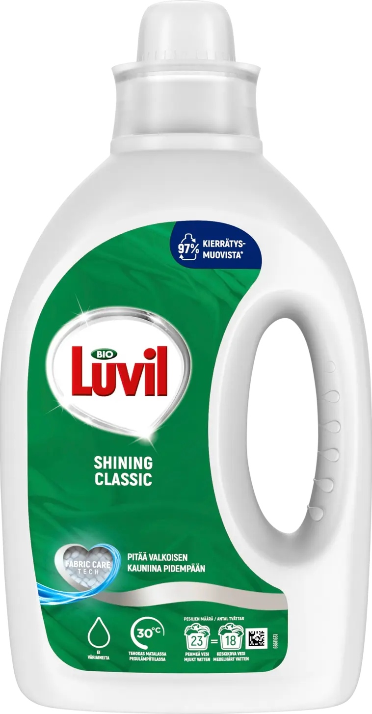 Bio Luvil Classic Pyykinpesuaine Valkoisille vaatteille Puhtaanvalkoinen lopputulos 920 ML 23 pesua