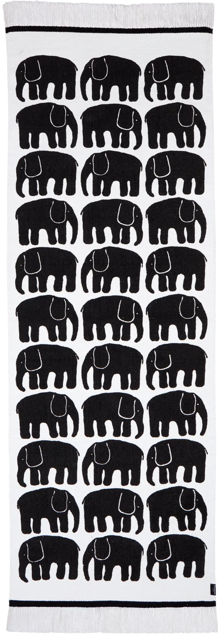 Finlayson puuvillamatto Elefantti 70 x 200 cm mustavalkoinen