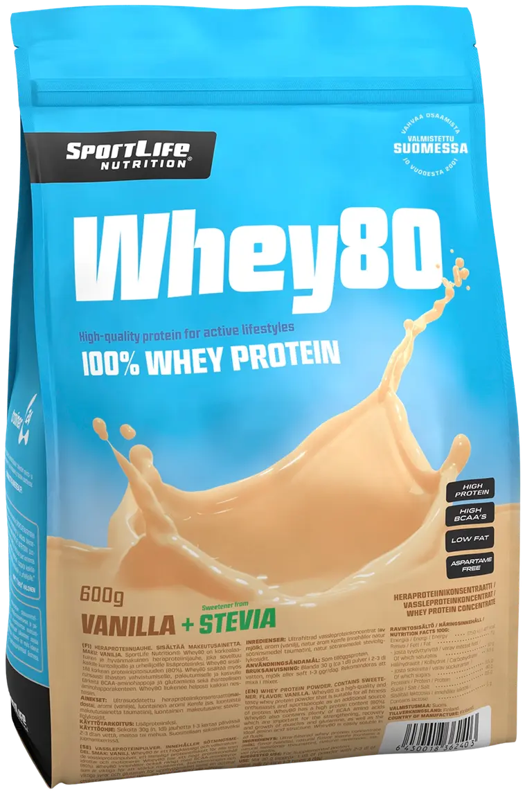 SportLife Nutrition Whey80 600g vaniljajäätelö heraproteiinijauhe | Prisma  verkkokauppa
