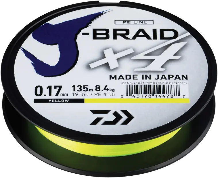 Daiwa J-Braid X4 kuitusiima 0,19mm 10,2kg 135m keltainen