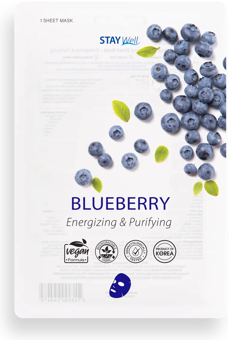 Stay well vegan sheet mask blueberry