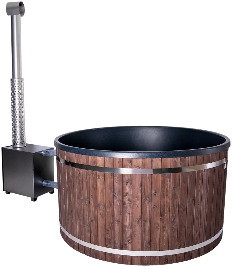 Kannellinen kylpytynnyri PW-SPA Freetime Family XL, 8-10 hlöä. Ulkovuoraus pähkinänruskea, sisäosa musta graniitti ja kansi musta, 45kW - 2