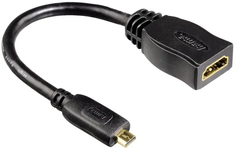 Hama HDMI™-johtosovite type D (micro) uros - type A naaras ethernet, kullattu