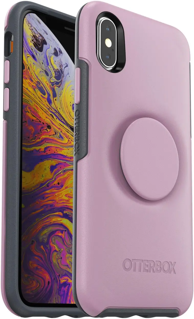 Otterbox otter + PopSocket symmetry suojakuori iPhone XS/X mauveolous pink
