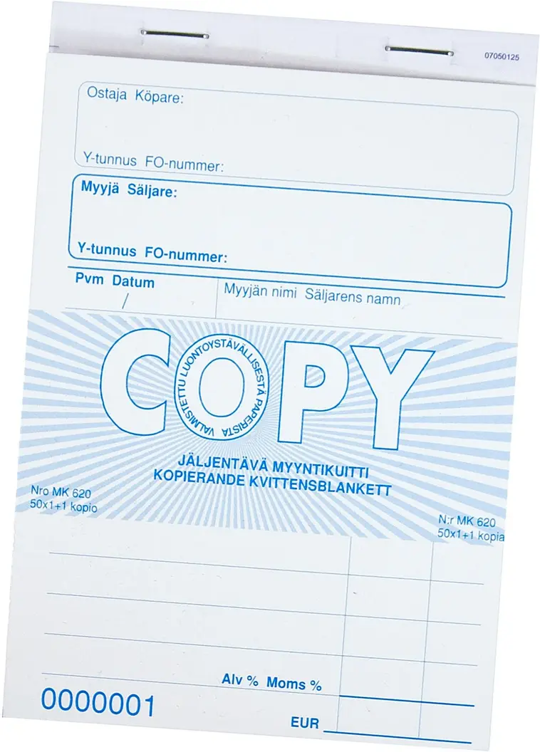 Copy Myyntikuitti itsejäljentävä numeroitu A6