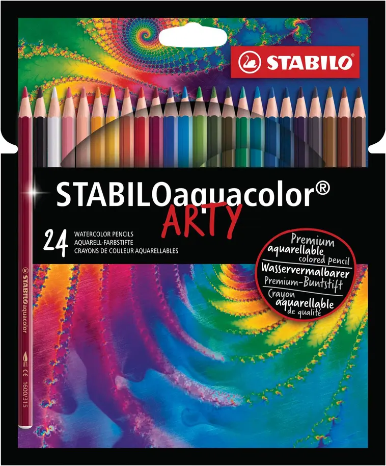 Akvarellipuuväri Stabilo Aquacolor 24-värin sarja