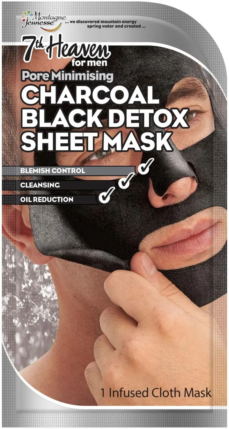 Montagne Jeunesse for Men 7th Heaven Charcoal Black Detox Sheet Mask 1kpl
