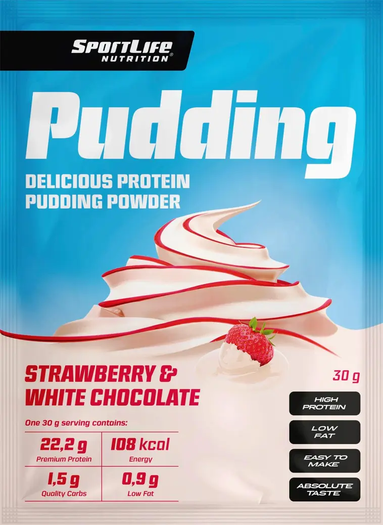 SportLife Nutrition Pudding 30g valkosuklaa-mansikka proteiinivanukas