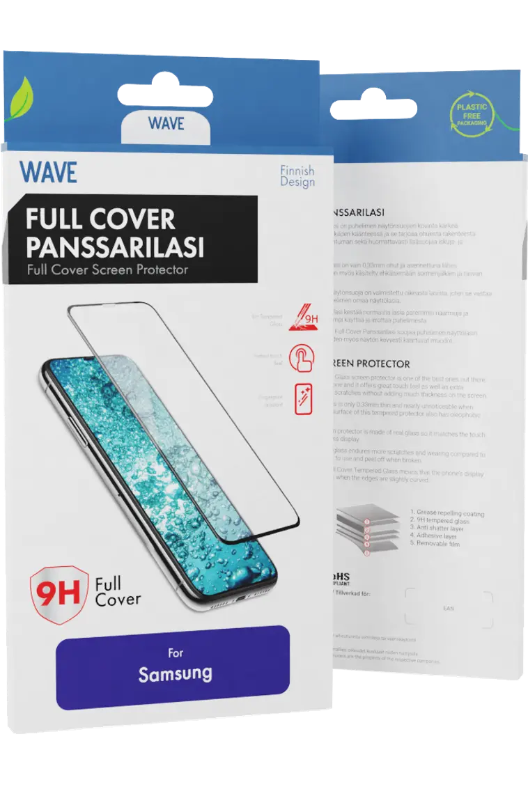 Wave Full Cover Panssarilasi, Samsung Galaxy A53 5G, Musta Kehys