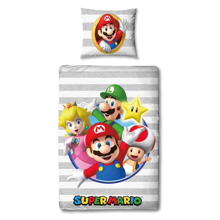 Super Mario lasten pussilakanasetti 150 x 210 x + 50 x 60 cm