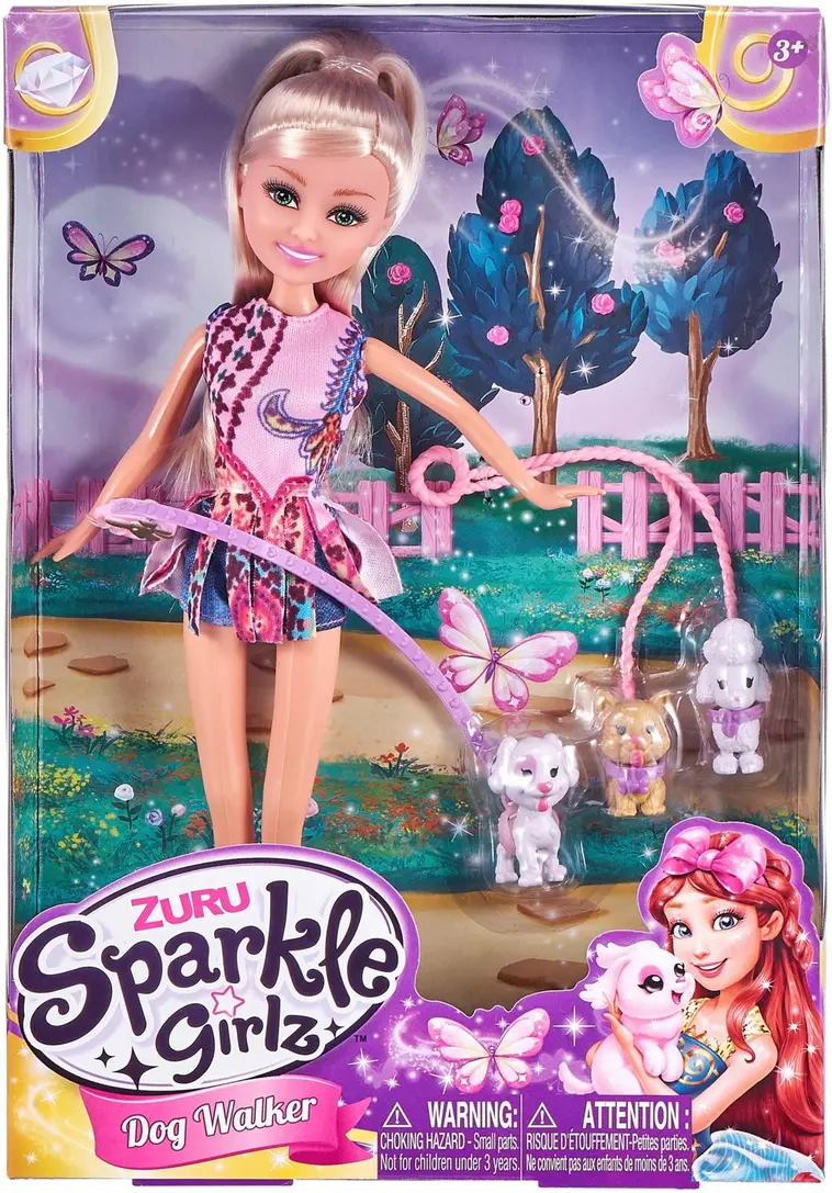 Sparkle Girlz 10.5" Doll Dog Walker - 1