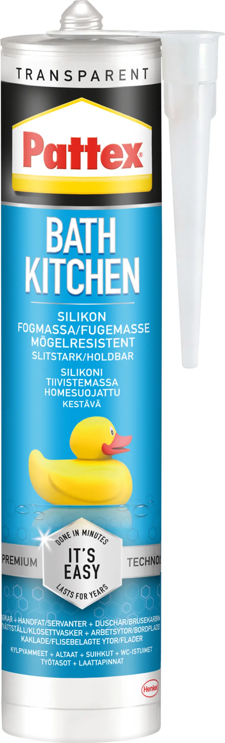 Pattex Bath&Kitchen silikonimassa 280ml patruuna transparent